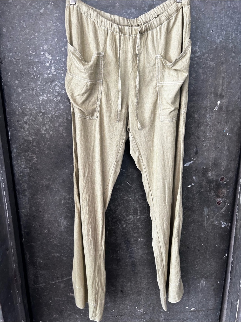 Urban Outfitters Olive Drawstring Linen Pants
